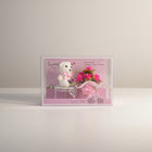 eRamis white teddy bear with pink flowers and pearls, gift box.