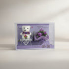 eRamis white teddy bear with purple bow and floral decor, small gift set